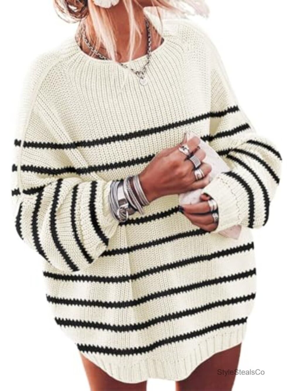 Oversized Chunky Knit Mock Neck Batwing Sweater Pullover